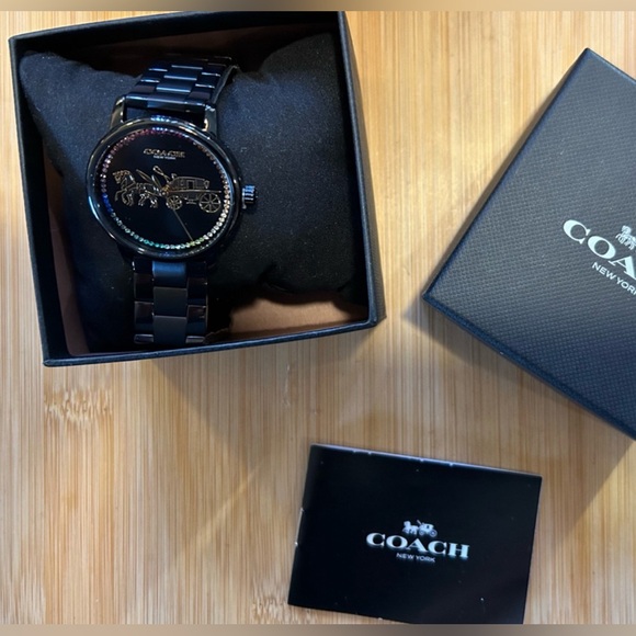 Coach Grand Watch 36mm Black Face With Golden Carriage & MultiColored Cr… - Picture 8 of 8